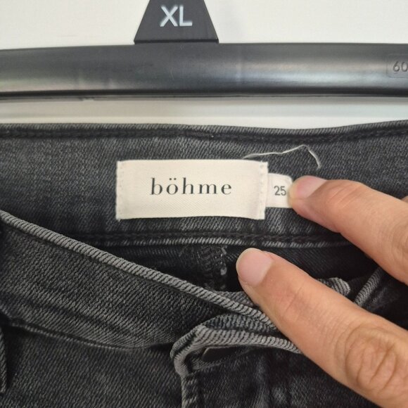 Böhme Womens High-Waisted Black Washed Straight-Leg Denim Jeans Size 25 - Picture 4 of 7